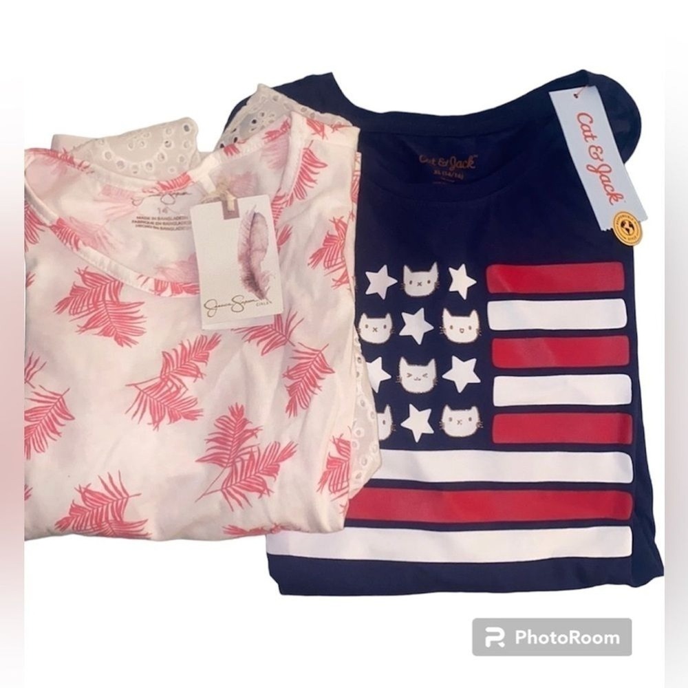 Girls‎ Shirt BUNDLE size 14 NWT Jessica Simpson Cat & Jack Leaf  eyelet ruffle